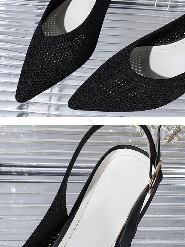 Belt Buckle Hollow Pointed-Toe Split-Joint Pumps Sandals Slider Sandals