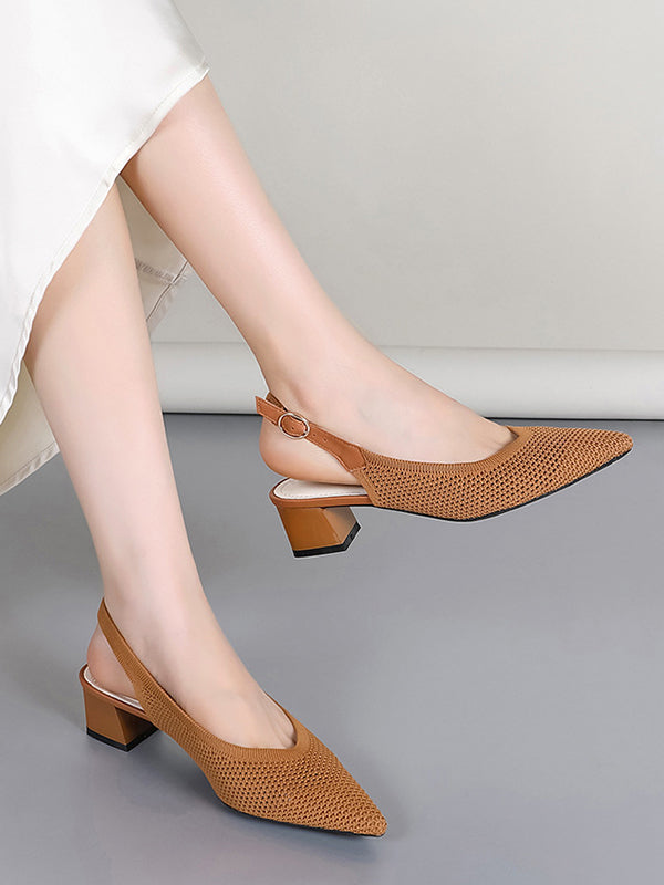 Belt Buckle Hollow Pointed-Toe Split-Joint Pumps Sandals Slider Sandals