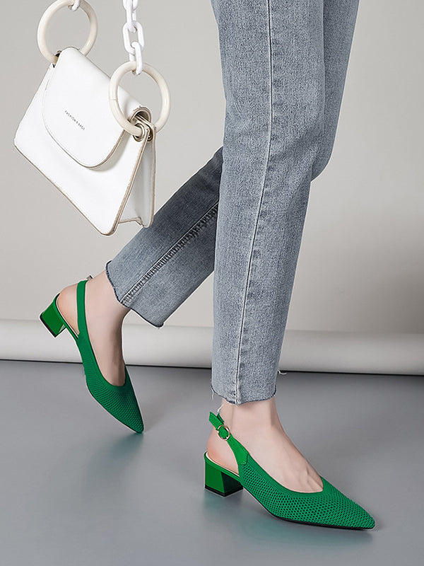 Belt Buckle Hollow Pointed-Toe Split-Joint Pumps Sandals Slider Sandals