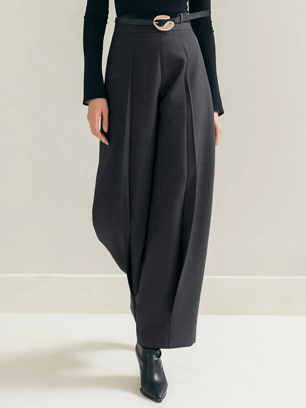 Column No Belt Solid Color Casual Pants Bottoms Trousers