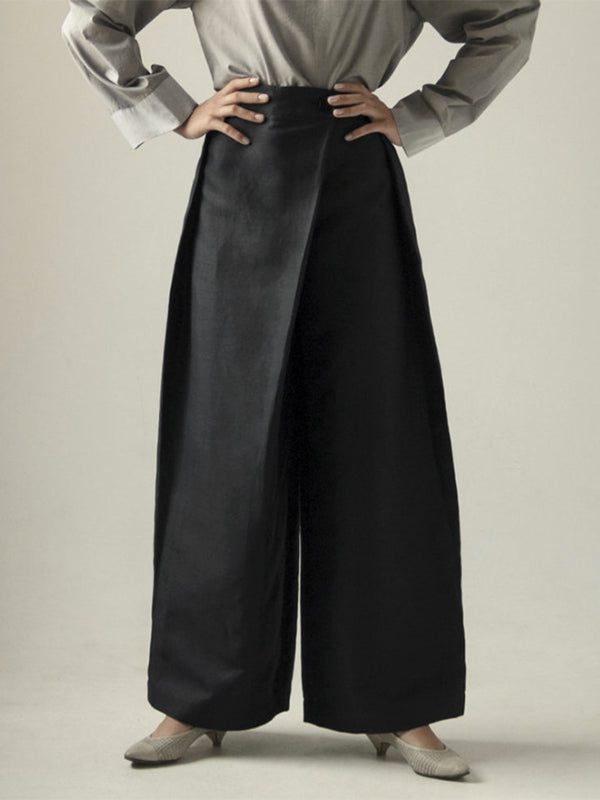 Loose Wide Leg Asymmetric Solid Color Casual Pants Bottoms Trousers
