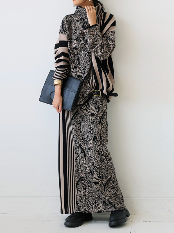 Column Striped Knitting Skirts Bottoms