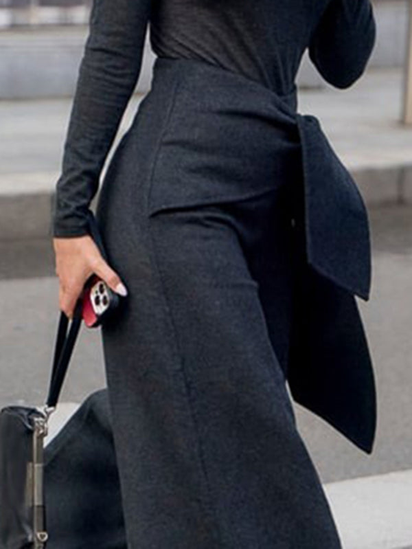 High Waisted Loose Asymmetric Solid Color Split-Joint Pants Trousers