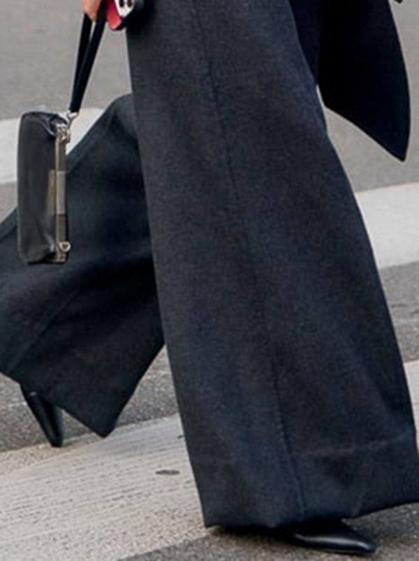 High Waisted Loose Asymmetric Solid Color Split-Joint Pants Trousers