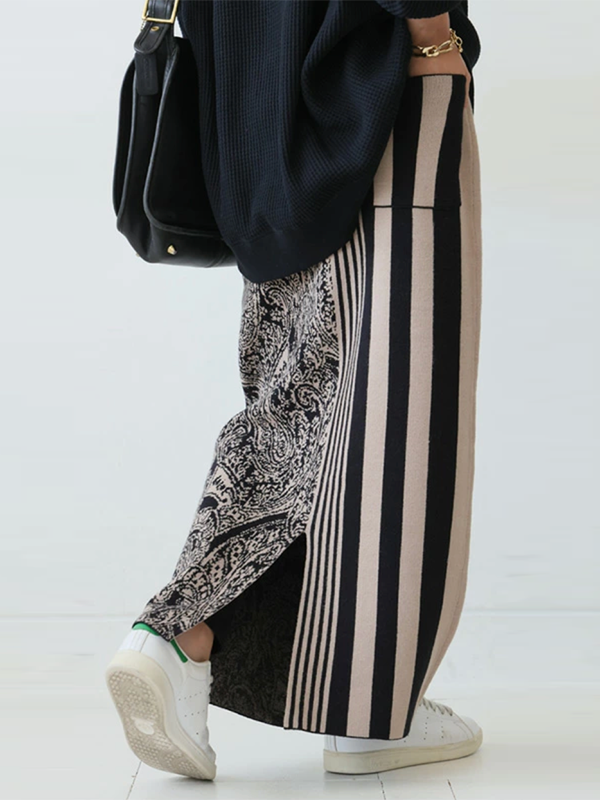 Column Striped Knitting Skirts Bottoms