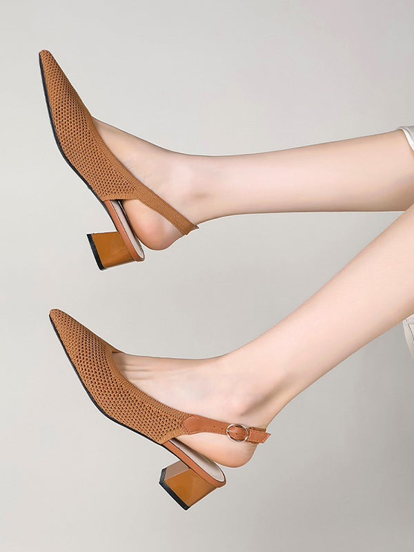 Belt Buckle Hollow Pointed-Toe Split-Joint Pumps Sandals Slider Sandals