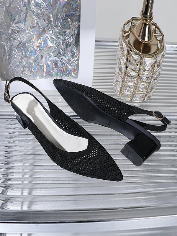 Belt Buckle Hollow Pointed-Toe Split-Joint Pumps Sandals Slider Sandals