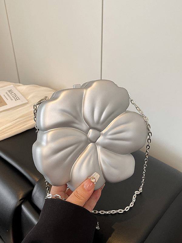 Chains Flower Shape Shiny Crossbody Bags